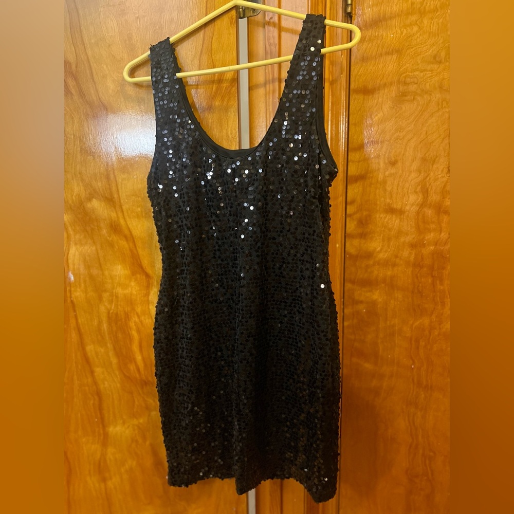 Black sequin mini dress size XL